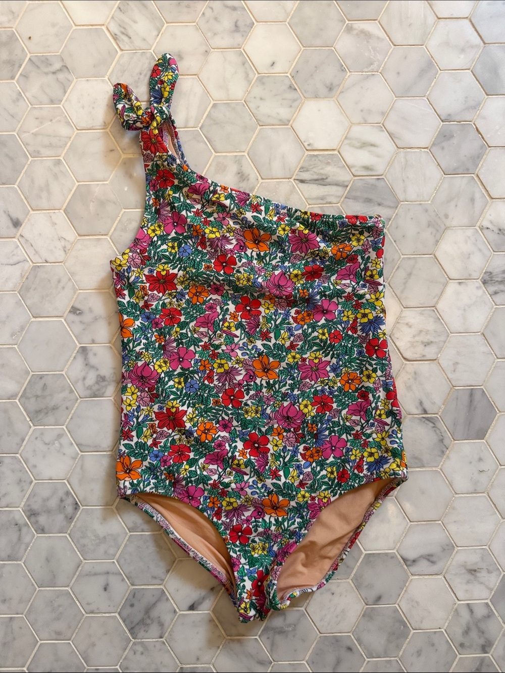 Crewcuts Kids Floral One-Shoulder Swimsuit - Multicolor size 4-5